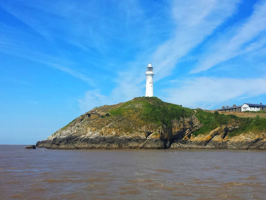 Flat Holm Lighthouse from the sea
